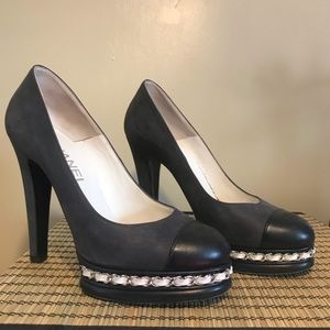 Chanel Cap Toe Chain Pumps (Authentic)